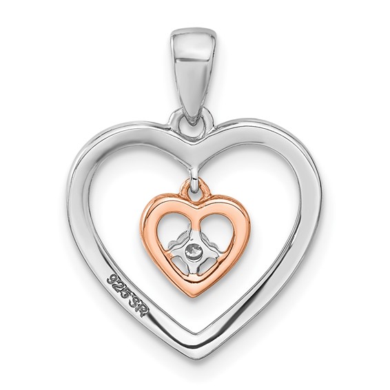10k WG and RG Diamond Heart Pendant