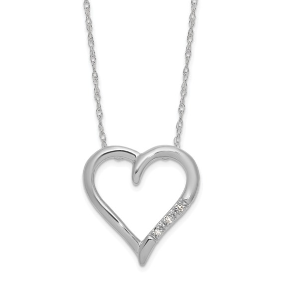 10kw Diamond Heart Pendant Necklace, 3 - .005 Rd Dias - Dias:S43