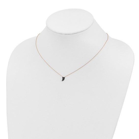 14k Gold Polished Black Diamond with 3 in ext Necklace