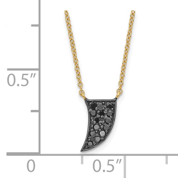 14k Gold Polished Black Diamond with 3 in ext Necklace