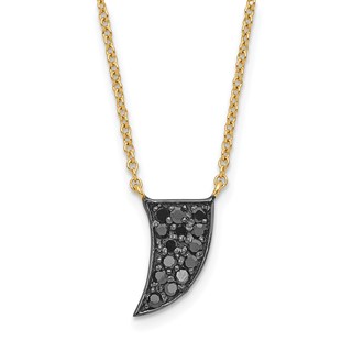 14k Gold Polished Black Diamond with 3 in ext Necklace