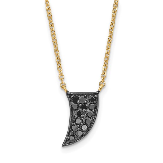 14k Gold Polished Black Diamond with 3 in ext Necklace
