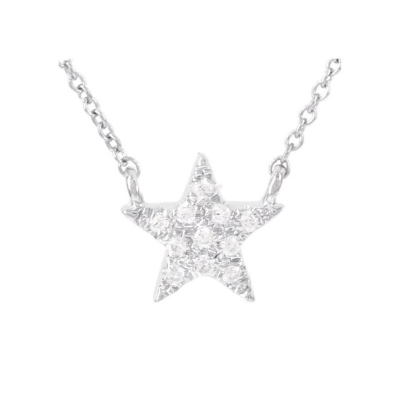 Sterling Silver Diamond Star Necklace - Mel:S43
