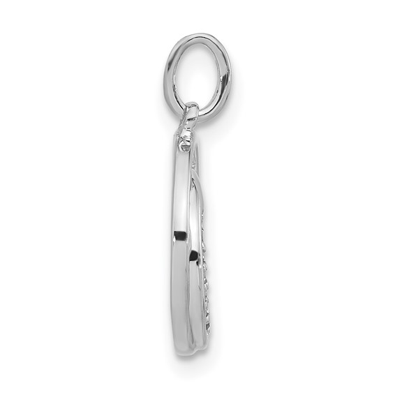 Sterling Silver w/ 10k Rose Accent Diamond Star & Moon Pendant