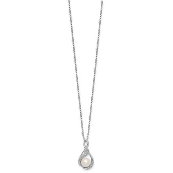 SS Pearl & Diamond Pend Necklace