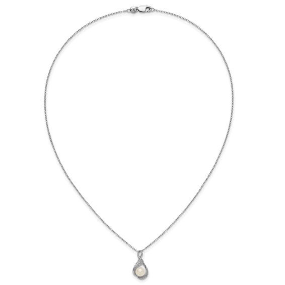 SS Pearl & Diamond Pend Necklace