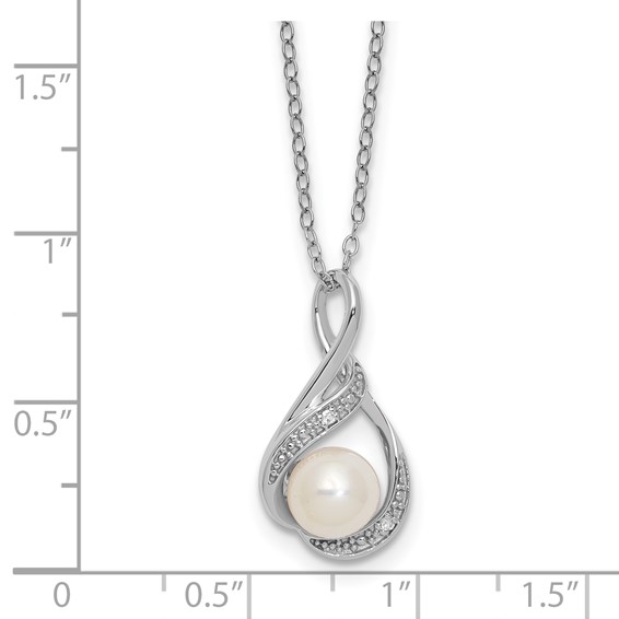 SS Pearl & Diamond Pend Necklace
