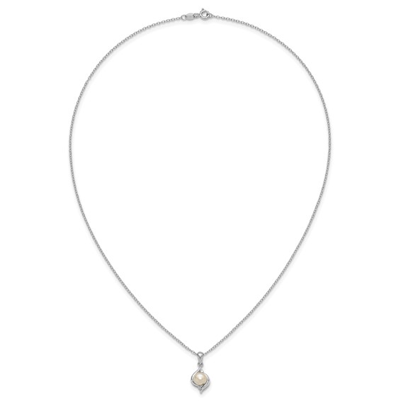 SS Pearl & Diamond Pendant w/ Chain