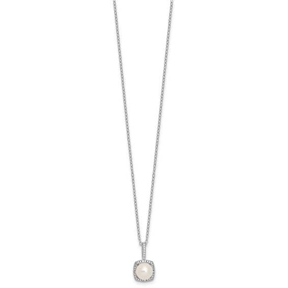 SS Pearl & Diamond Pendant (no chain)