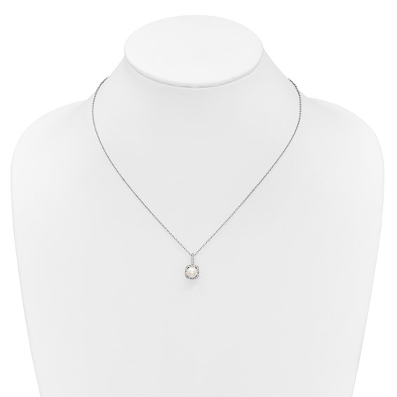 SS Pearl & Diamond Pendant (no chain)