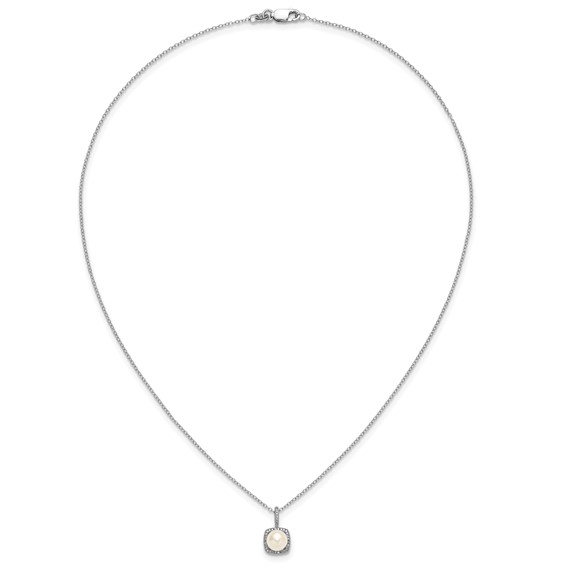 SS Pearl & Diamond Pendant (no chain)