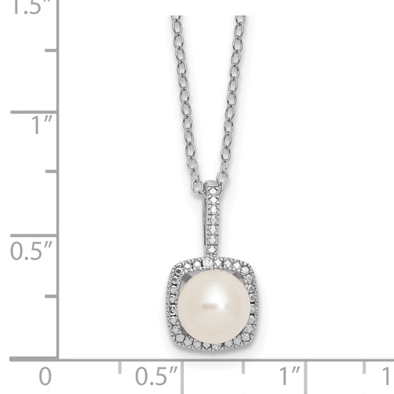 SS Pearl & Diamond Pendant (no chain)