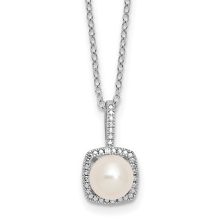 SS Pearl & Diamond Pendant (no chain)