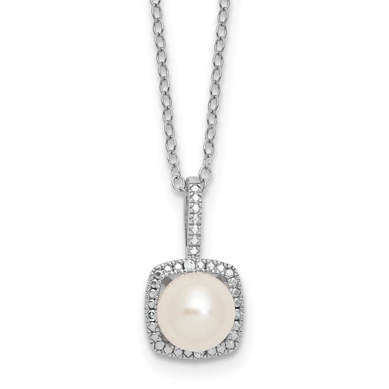 SS Pearl & Diamond Pendant (no chain)