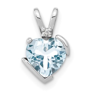 10kw Diamond and AQ Heart Pendant -7X7 HS AQ- Mel:F53