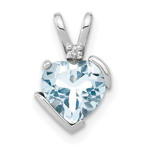 10kw Diamond and AQ Heart Pendant -7X7 HS AQ- Mel:F53