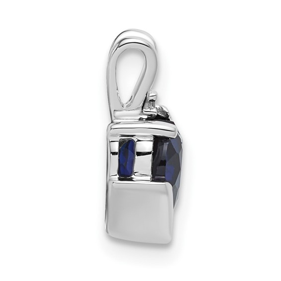 10kw Created Sapphire and Diamond Pendant