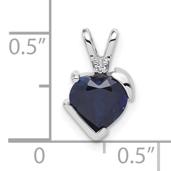 10kw Created Sapphire and Diamond Pendant