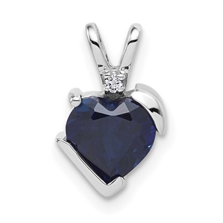 10kw Created Sapphire and Diamond Pendant