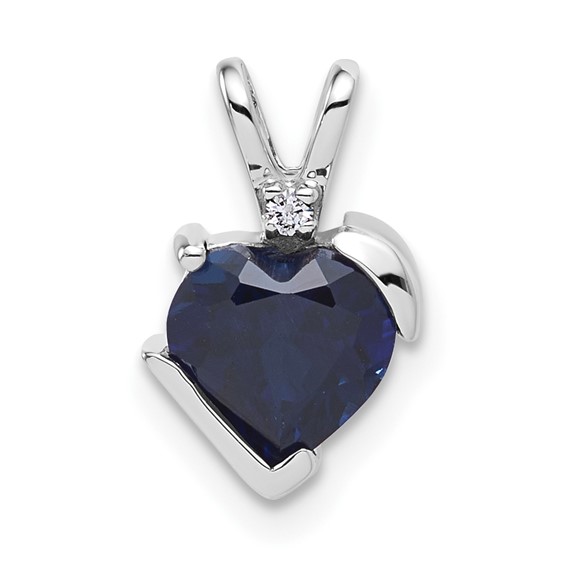 10kw Created Sapphire and Diamond Pendant