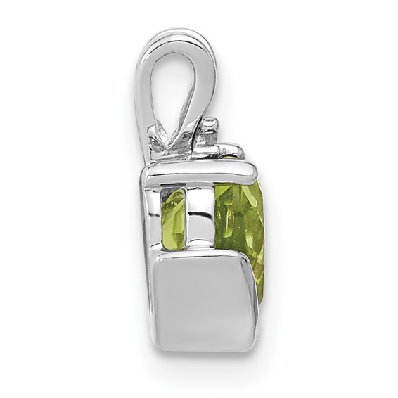 Sterling Silver Peridot and Diamond Heart Chain Slide