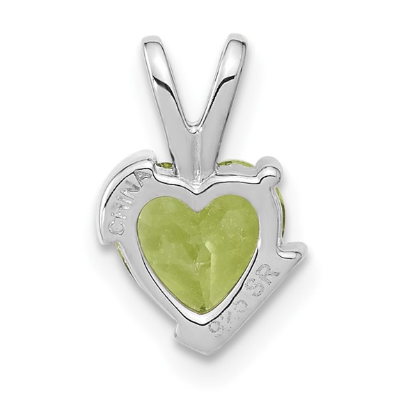 Sterling Silver Peridot and Diamond Heart Chain Slide