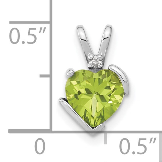 Sterling Silver Peridot and Diamond Heart Chain Slide