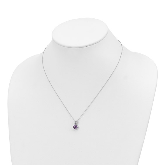 10K White Gold Amethyst and Diamond Necklace