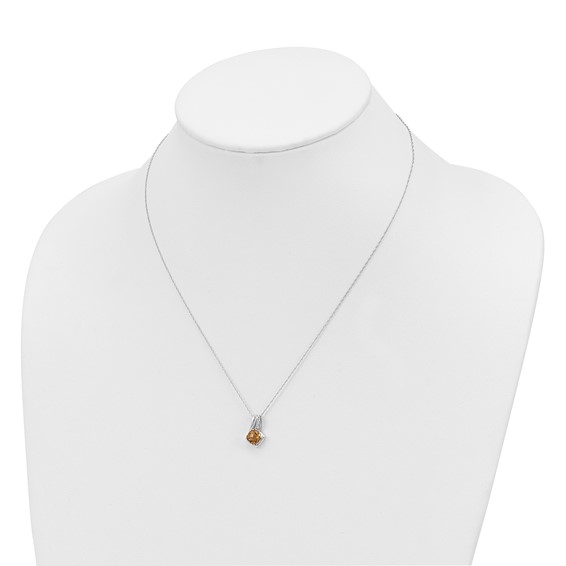 10K White Gold Citrine and Diamond Necklace