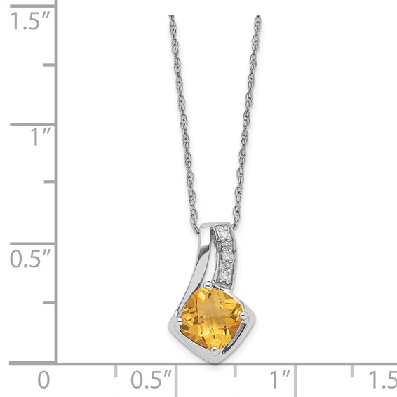 10K White Gold Citrine and Diamond Necklace