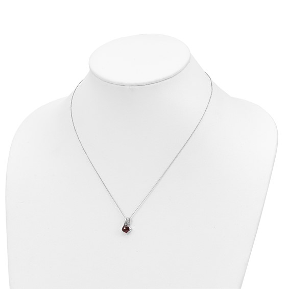 10K White Gold Garnet and Diamond Necklace