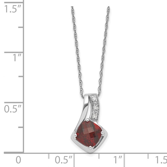 10K White Gold Garnet and Diamond Necklace