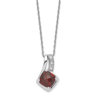 10K White Gold Garnet and Diamond Necklace