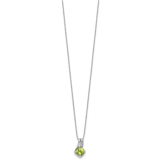 10K WG 6x6 Peridot Dia Pendant w/ Chain RD 3-200's - Stone:A Mel:S53