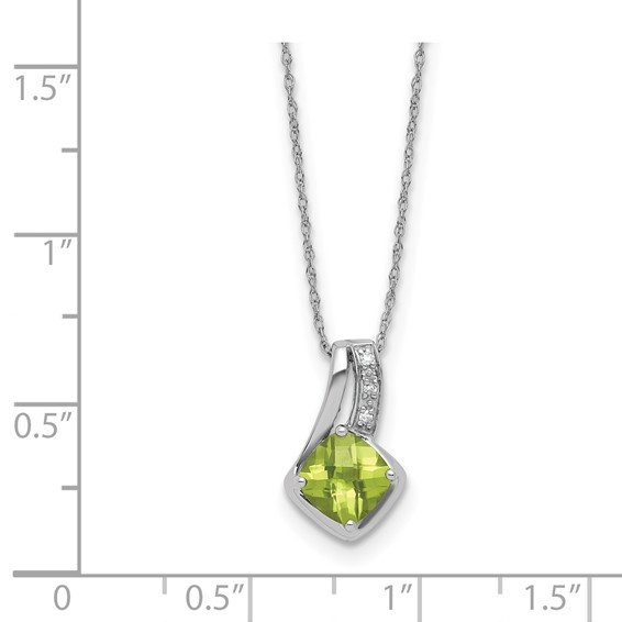 10K WG 6x6 Peridot Dia Pendant w/ Chain RD 3-200's - Stone:A Mel:S53