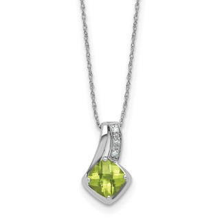 10K WG 6x6 Peridot Dia Pendant w/ Chain RD 3-200's - Stone:A Mel:S53