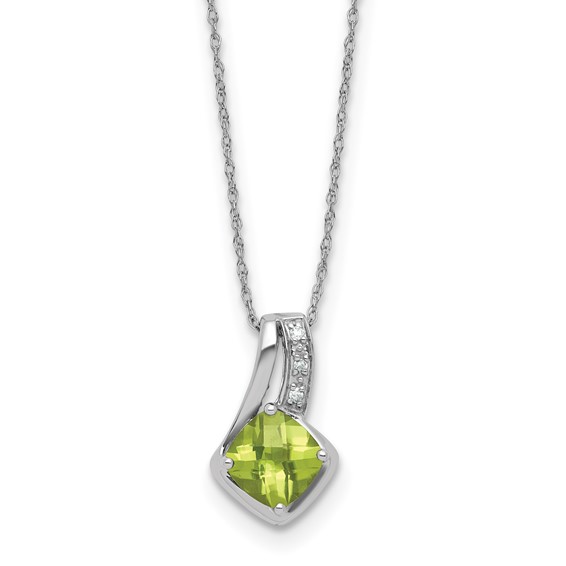 10K WG 6x6 Peridot Dia Pendant w/ Chain RD 3-200's - Stone:A Mel:S53