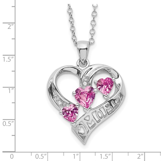 SS Created Pink Sapphire & Diamond Pend