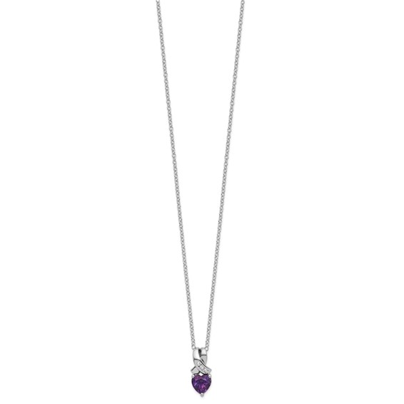 SS Amethyst & Diamond Pend Necklace