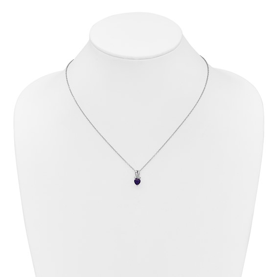 SS Amethyst & Diamond Pend Necklace