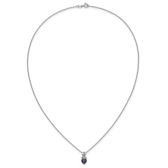 SS Amethyst & Diamond Pend Necklace