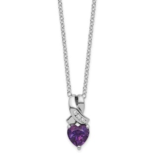 SS Amethyst & Diamond Pend Necklace