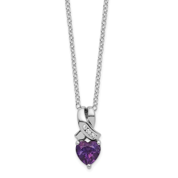 SS Amethyst & Diamond Pend Necklace