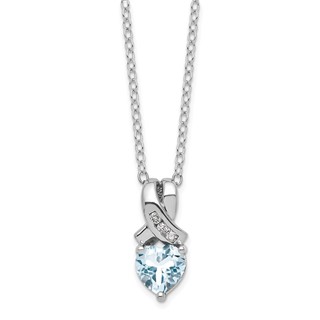 Sterling Silver Aquamarine & Diamond Necklace