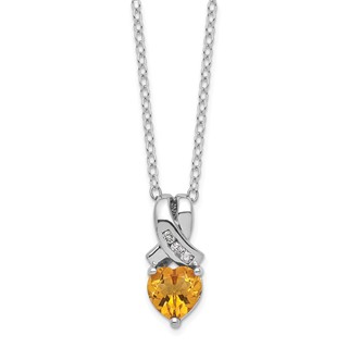 SS Citrine & Diamond Necklace