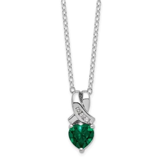 SS Created Emerald & Diamond Necklace