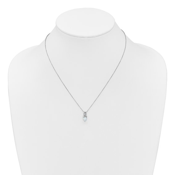 SS Created Opal & Diamond Pend Necklace