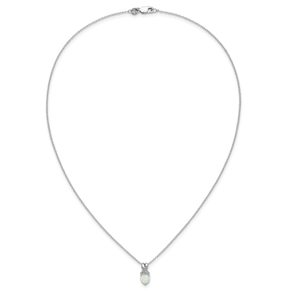 SS Created Opal & Diamond Pend Necklace