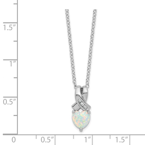 SS Created Opal & Diamond Pend Necklace