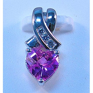 10kw Created Pink Sapphire & Diamond Pend